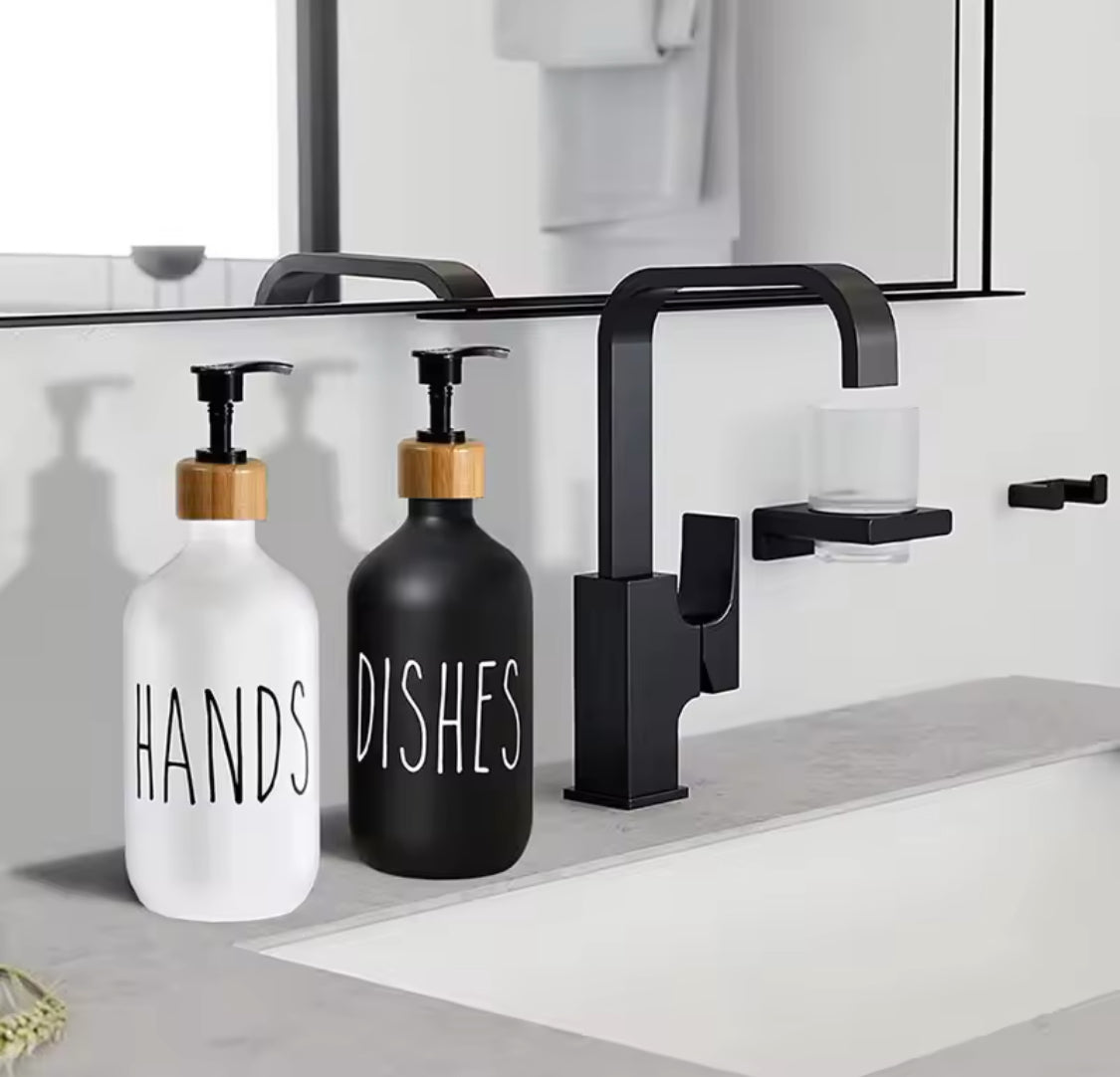 Bathroom Hand Soap Dispenser With Bamboo Tray, Kitchen Dish Soap Dispenser, Empty Facial Cleanser Refillable Bottle, Hand Sanitizer Press Subpack Bottle Bathroom Hand Soap Dispenser With Bamboo Tray, Kitchen Dish Soap Dispenser, Empty Facial Cleanser Refillable Bottle, Hand Sanitizer Press Subpack Bottle